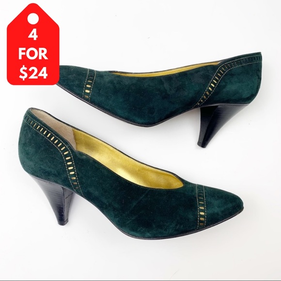 Bruno Magli Shoes - 4/$24 Bruno Magli Vintage Emerald Gold Suede Pumps